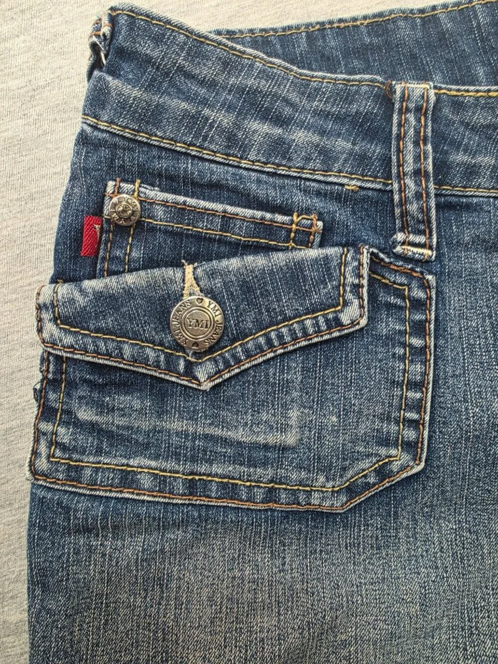 YMI Jeanswear Denim Cargo Shorts Dark Wash Flap Pockets Size 5
